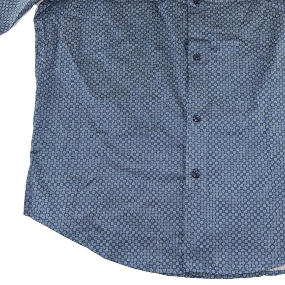 DSTRCT & Row Button Front Short Sleeve Shirt Men's Size XL Tall Navy Polka Dot - Picture 3 of 7